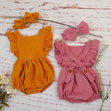 Load image into Gallery viewer, Ruffle Baby Girl Rompers Organic Cotton